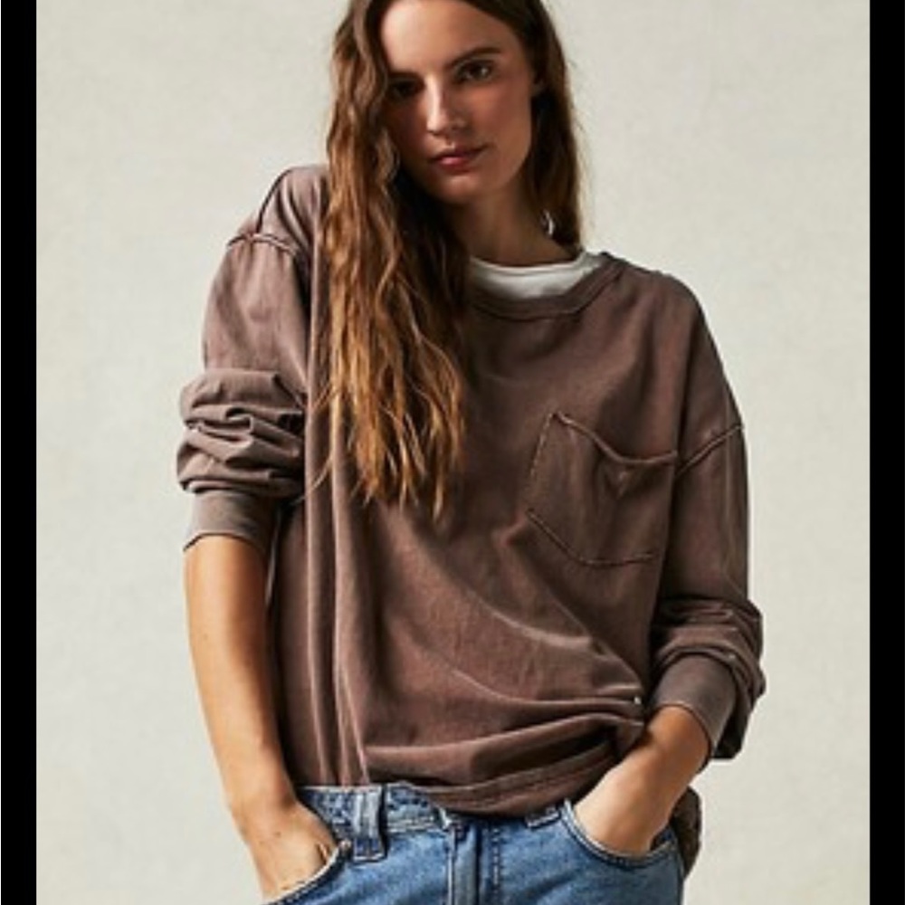 Free people Fade into you Tee. Chocolate Brown size Medium